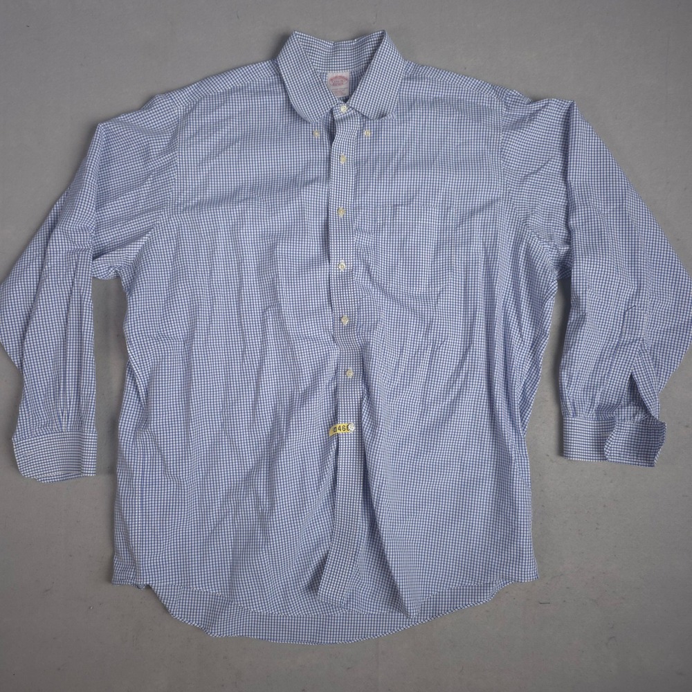 Brooks Brothers Gingham Checkered Button Down Long Sleeve Shirt 17 1/2-35